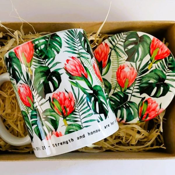 Pink Protea Mug & Coaster Set